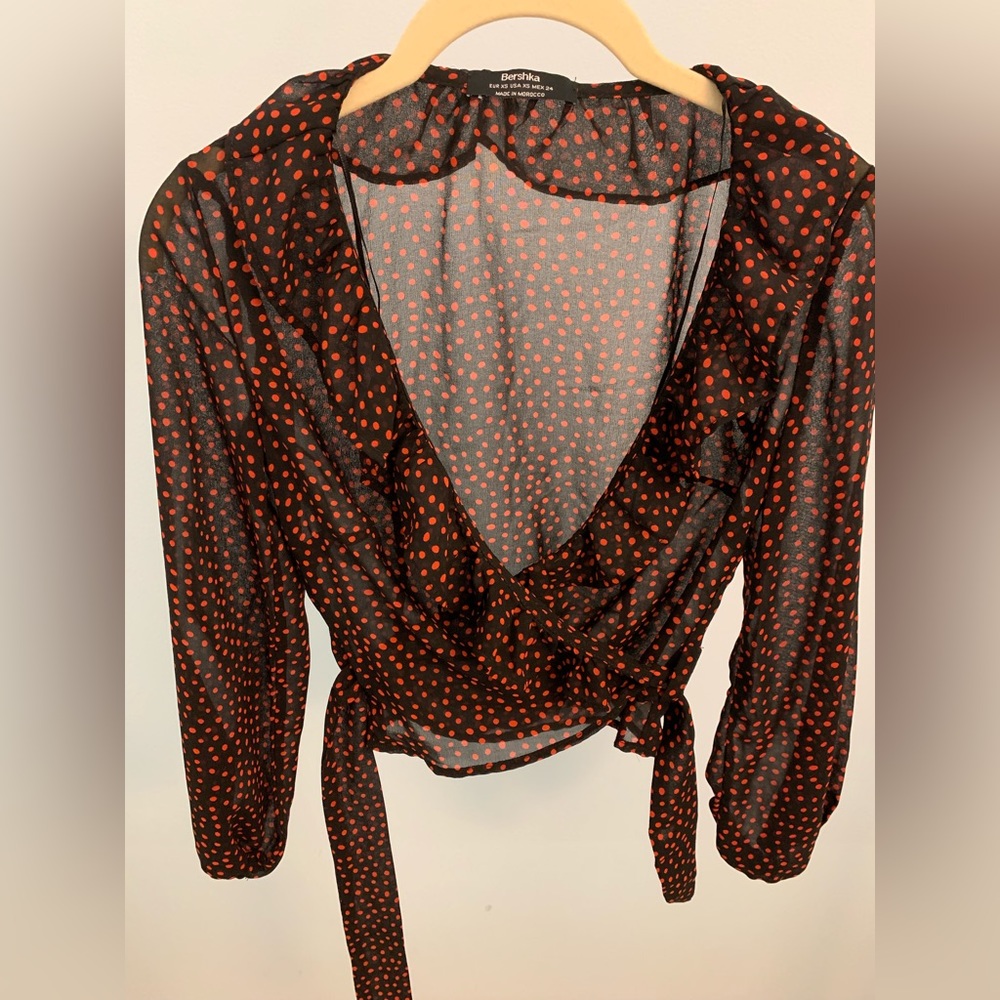 Bershka Sheer Wrap Top